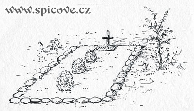 Rekonstrukce psího hrobečku (kresba B. Ludikovská)